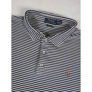 Polo Ralph Lauren Soft Polo Shirt Mens 2XL‎ Navy White Stripes Classic Fit Pony